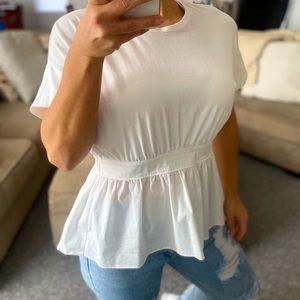 Halogen short sleeve peplum top